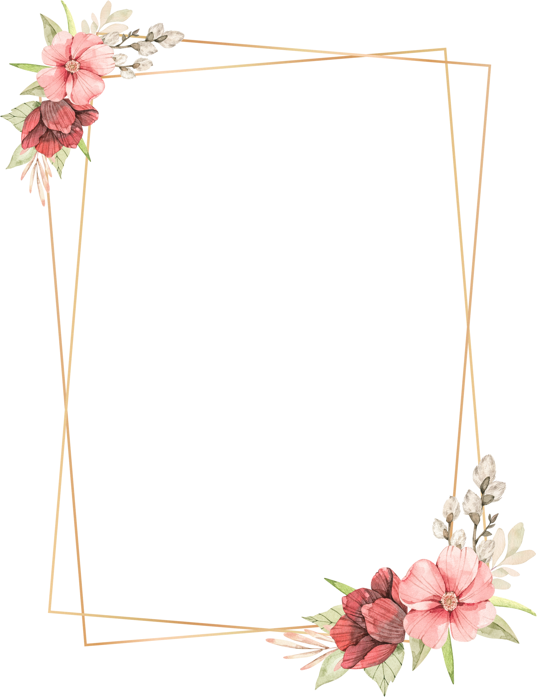 Rectangular Golden Floral Frame